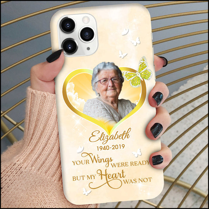 Heart Butterfly Memorial A Big Piece Of My Heart Lives In Heaven Personalized Phone Case