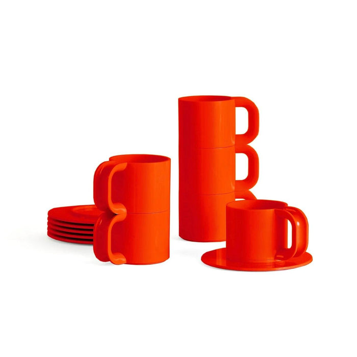 Hellerware Max Cups & Saucers, Red Orange Eleish Van Breems Home