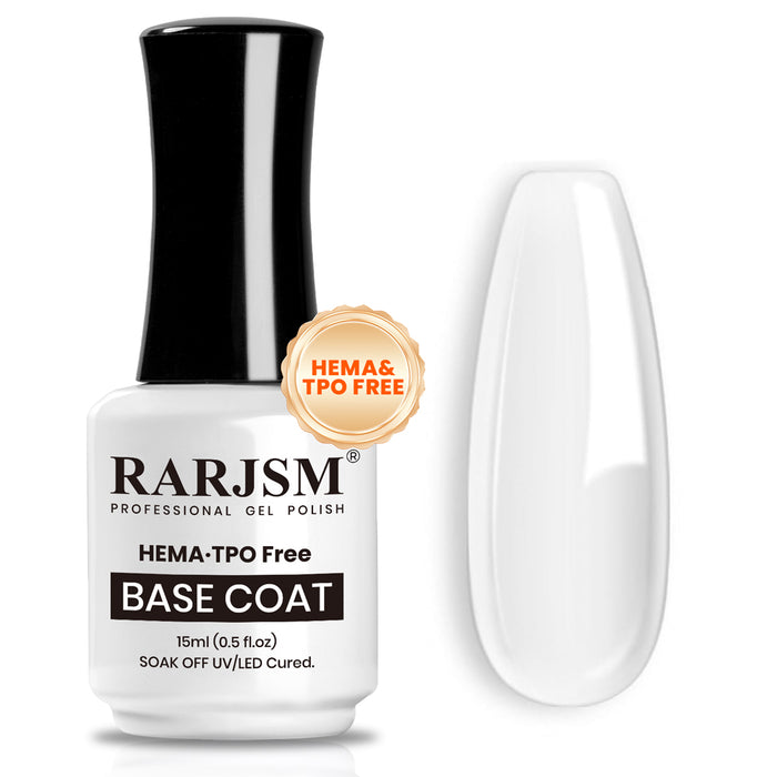 RARJSM HEMA TPO free base coat 15ml 0.5 fl.oz professional gel polish foundation strong adhesion vegan