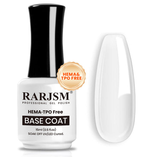 RARJSM HEMA TPO free base coat 15ml 0.5 fl.oz professional gel polish foundation strong adhesion vegan