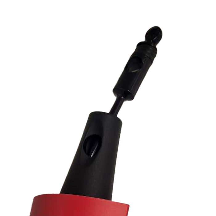 RED BEAUTY by KISS thermal round brush for blowouts with ergonomic black handle and red barrel close up