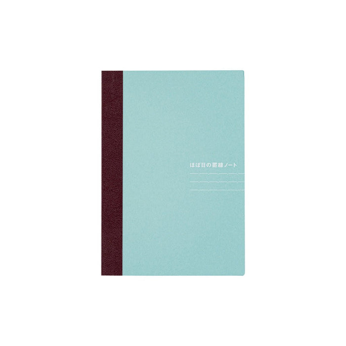 Light blue A6 notebook on white background