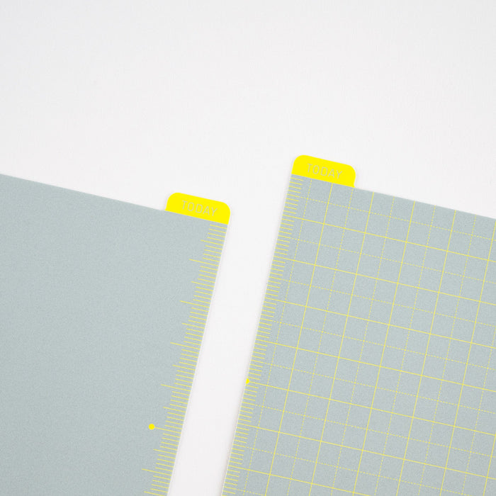 Gray pencil board with yellow grid and 'TODAY' tab against light gray background