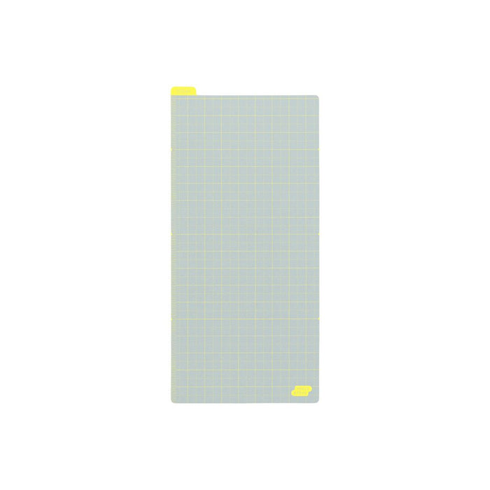 Gray Weeks sized pencil board with yellow grid against white background