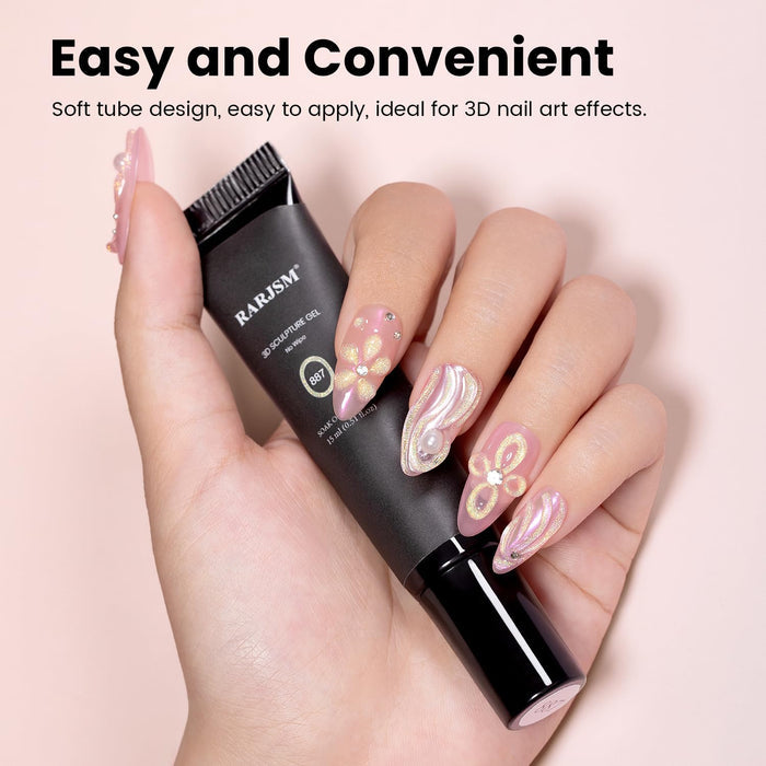Holographic No-Wipe 3D Sculpting Gel for Nail Art Designs