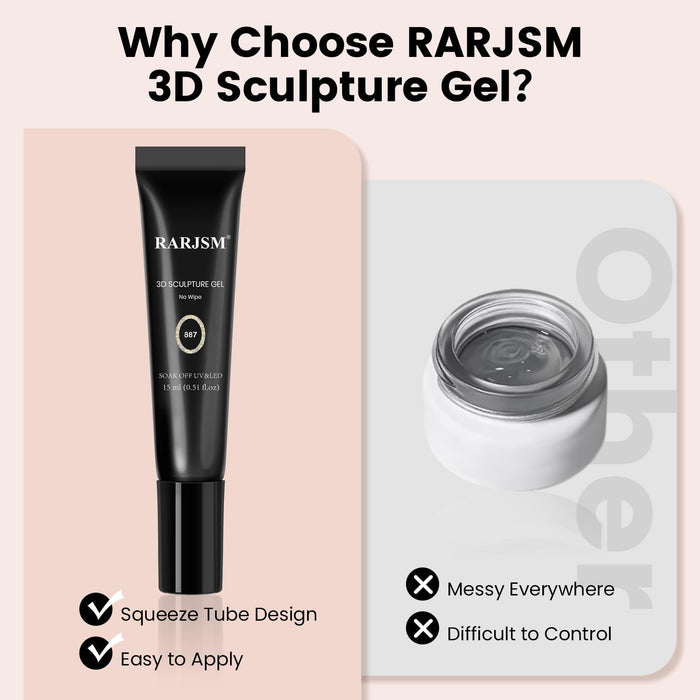 Holographic No-Wipe 3D Sculpting Gel for Nail Art Designs