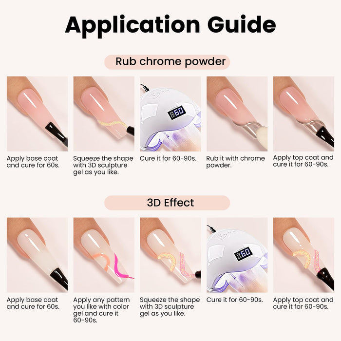 Holographic No-Wipe 3D Sculpting Gel for Nail Art Designs