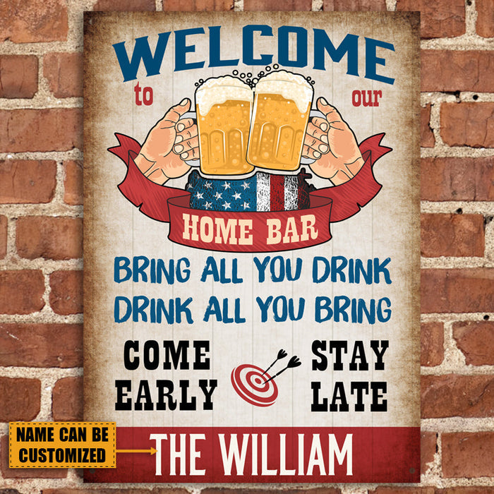 Home Bar Welcome - Backyard Sign - Personalized Custom Classic Metal Signs-CUSTOMOMO