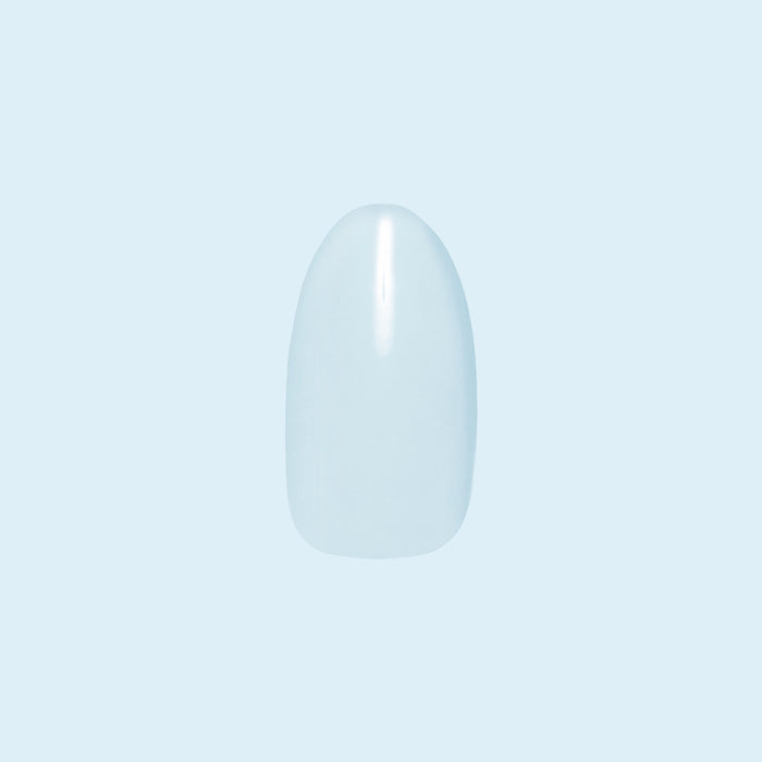 Single medium almond shaped press-on nail in serene blue from Honest & True | Almond | Medium for easy at-home mani