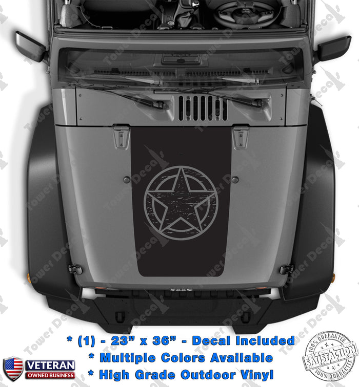 Hood Blackout Distressed Oscar Mike Vinyl Decal fits Jeep Wrangler JK TJ LJ