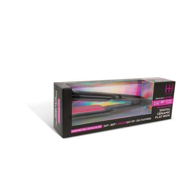 Hot & Hotter 3D Floating Plates Digital Ceramic Flat Iron 1 1/2 Inch, 1 Count, Black & Pink