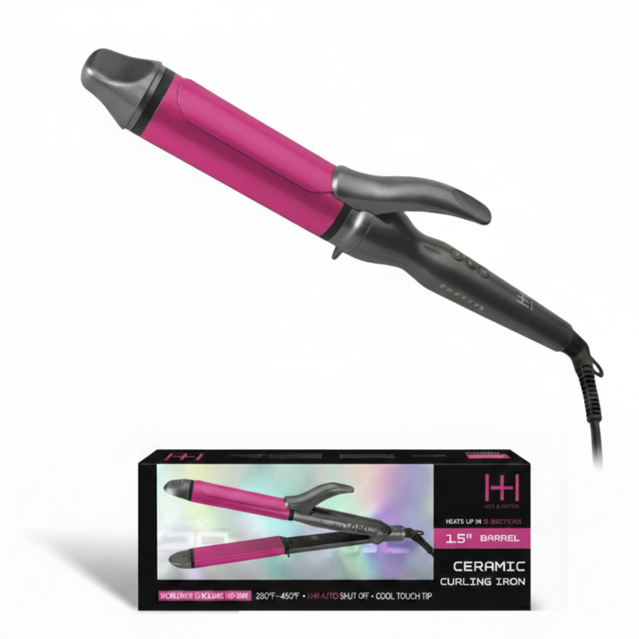 Hot & Hotter Ceramic Curling Iron 1 Inch, 1 Count, Black & Pink