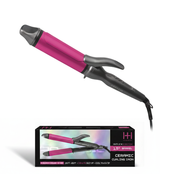 Hot & Hotter Ceramic Curling Iron 1.5 Inch, 1 Count, Black & Pink