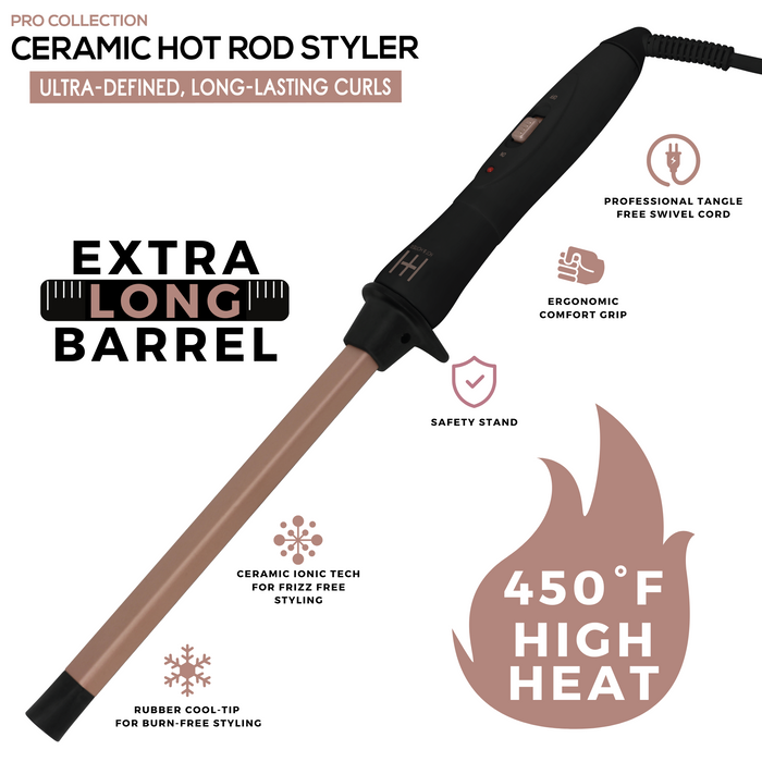 Hot & Hotter Ceramic Hot Rod Hair Styler Wand 1/2 Inch, 1 Count, Rose Gold