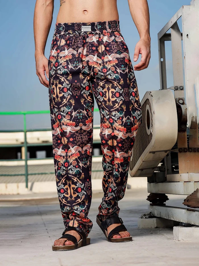 House Of Koala Black Abstract Printed Relaxed Fit All Day Pants