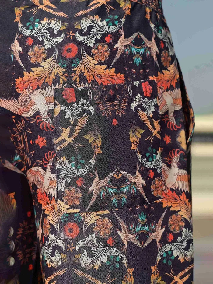 House Of Koala Black Abstract Printed Relaxed Fit All Day Pants