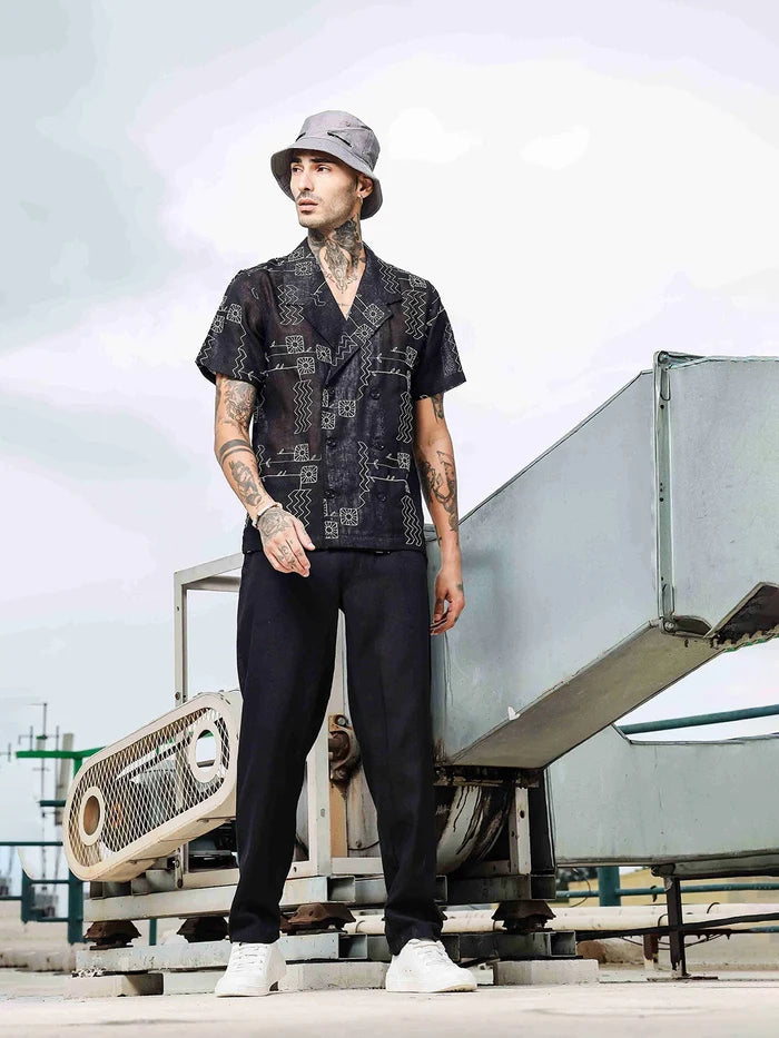 House Of Koala Black Linen Blend Regular Fit All Day Pants