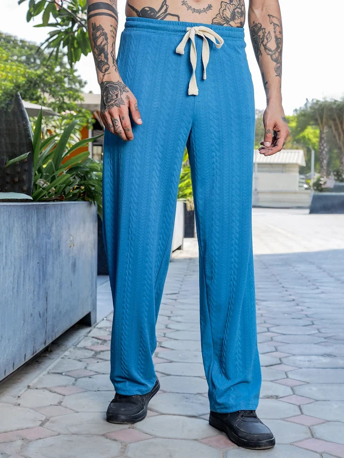 House Of Koala Blue Textured Relaxed-Fit Mid-Rise Track Pant