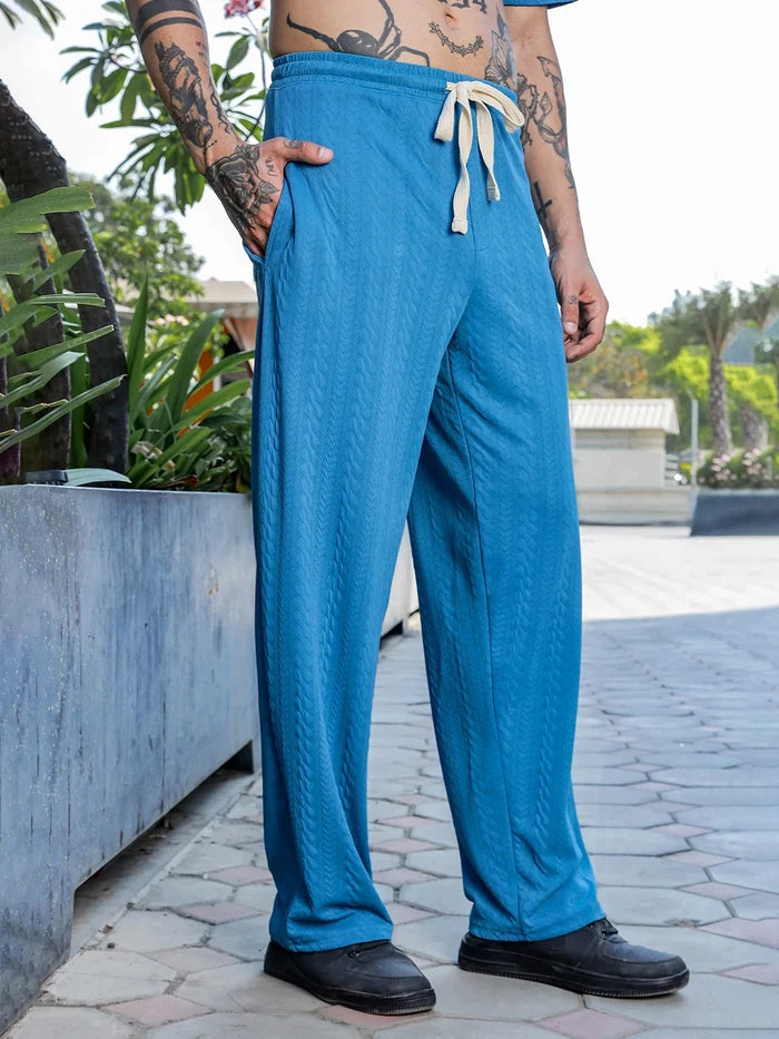 House Of Koala Blue Textured Relaxed-Fit Mid-Rise Track Pant