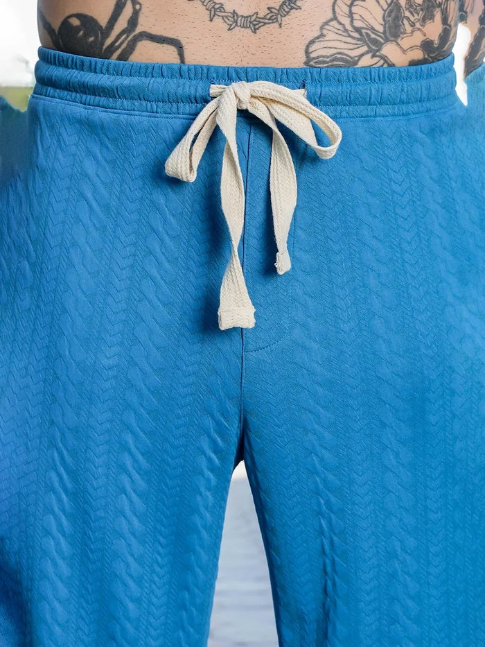House Of Koala Blue Textured Relaxed-Fit Mid-Rise Track Pant