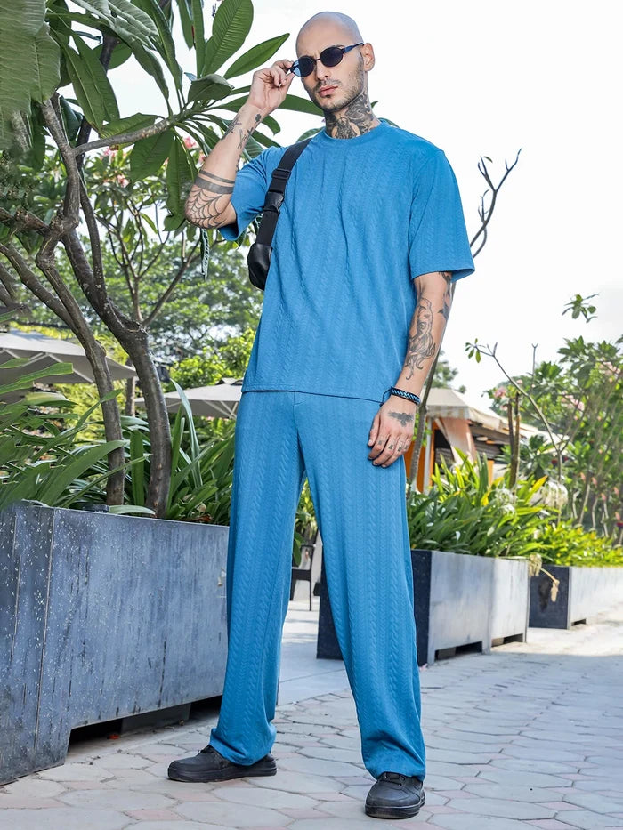 House Of Koala Blue Textured Relaxed-Fit Mid-Rise Track Pant