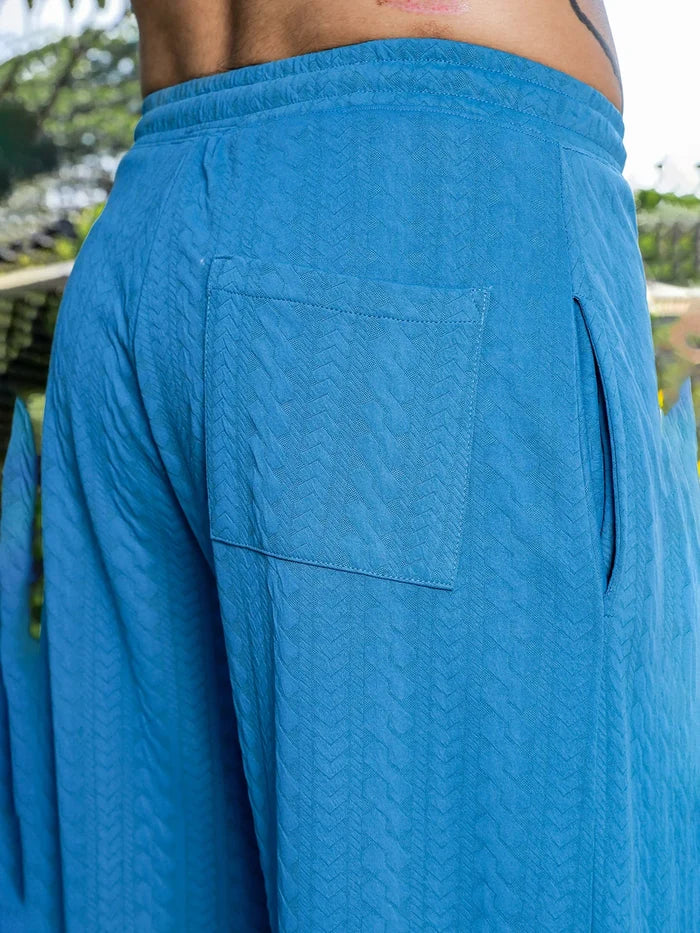 House Of Koala Blue Textured Relaxed-Fit Mid-Rise Track Pant