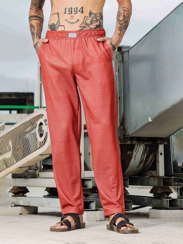 House Of Koala Brown Textured Pattern Fabric All Day Pants