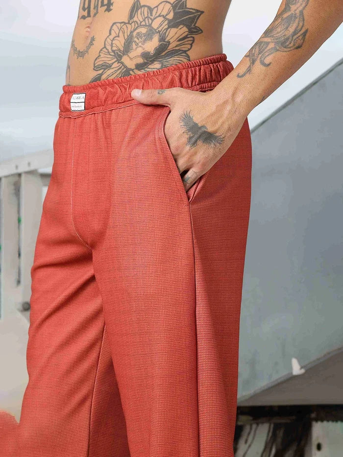 House Of Koala Brown Textured Pattern Fabric All Day Pants