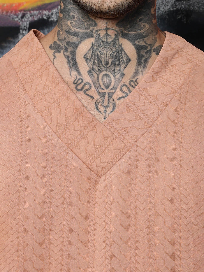 House Of Koala Brown Textured V-Neck Oversized T-Shirt