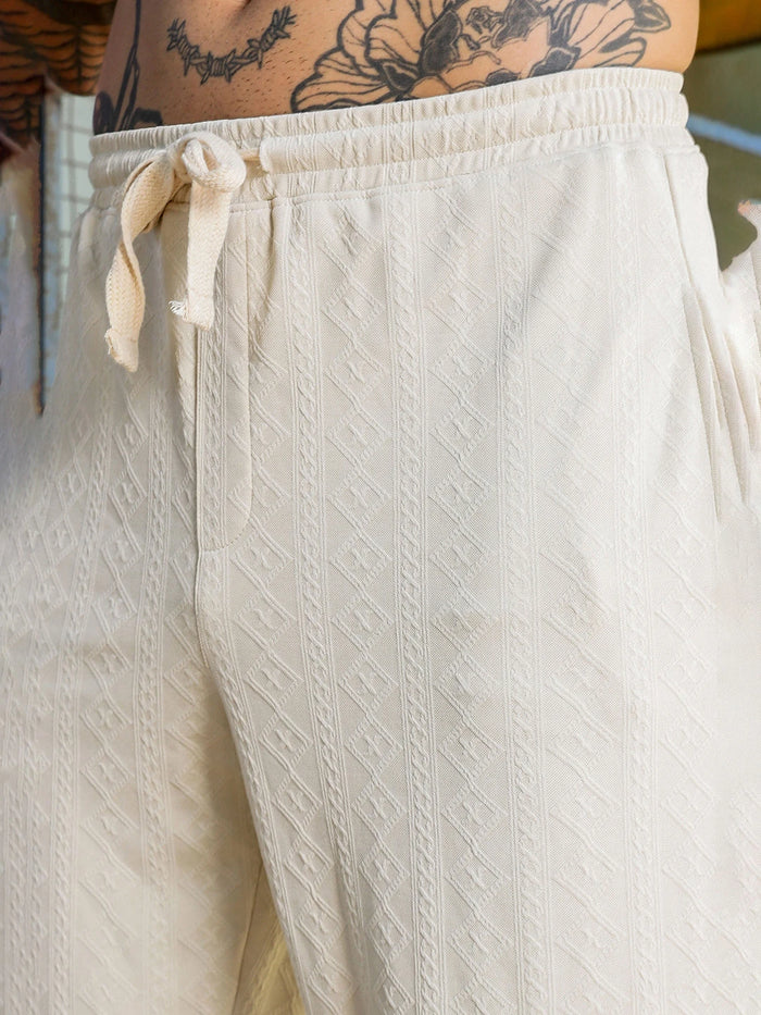 House Of Koala Off-White Super Soft Textured Extra Baggy Korean Pant