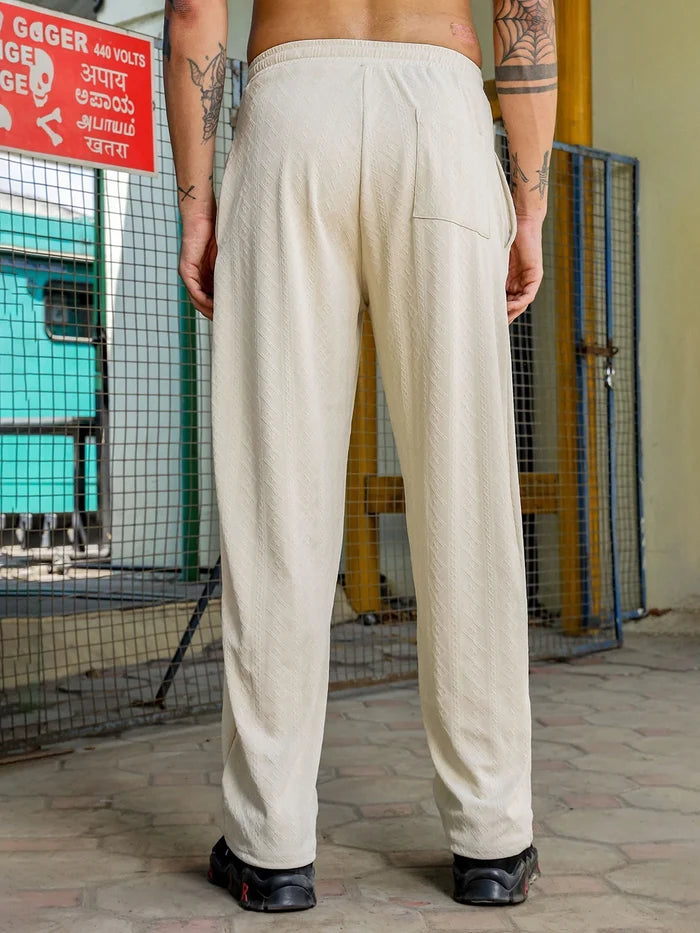 House Of Koala Off-White Super Soft Textured Extra Baggy Korean Pant