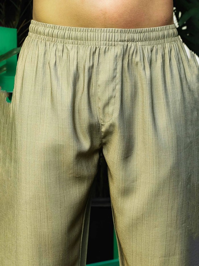 House Of Koala Olive Solid Relaxed Fit All Day Premium Trousers