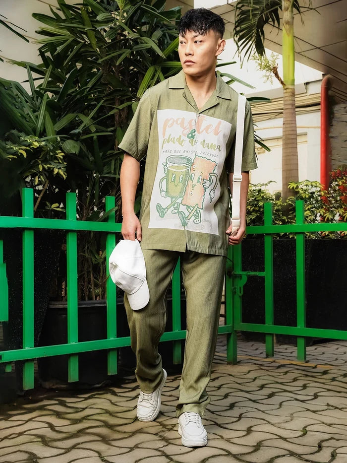 House Of Koala Olive Solid Relaxed Fit All Day Premium Trousers