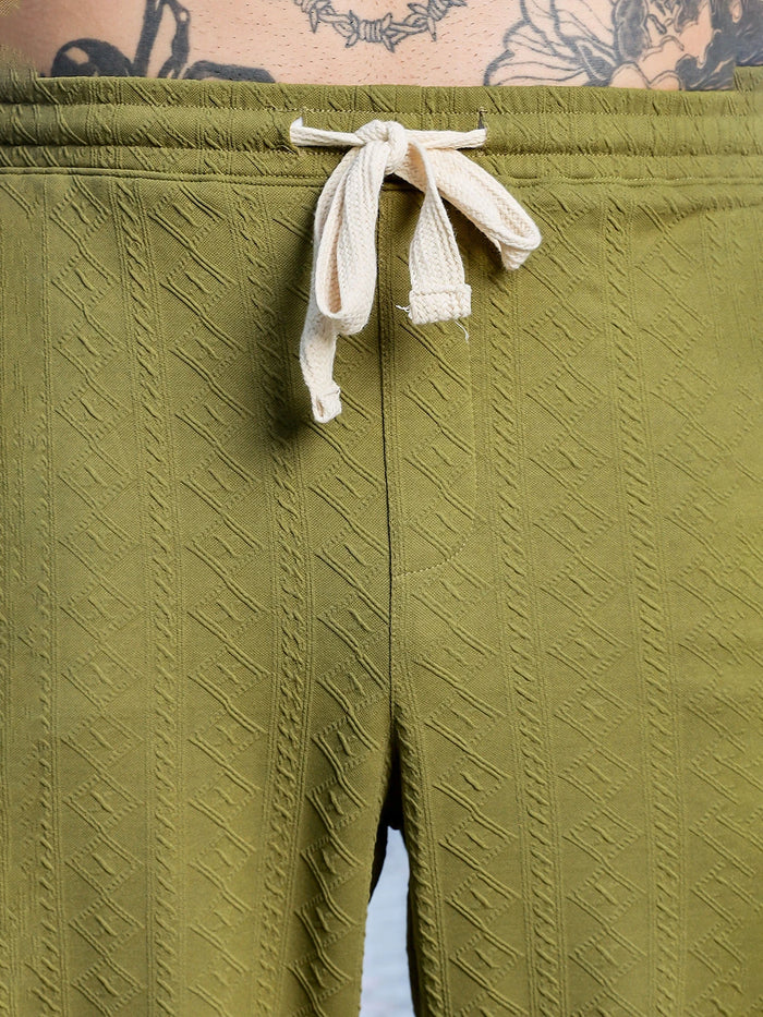 House Of Koala Olive Super Soft Textured Extra Baggy Korean Pant