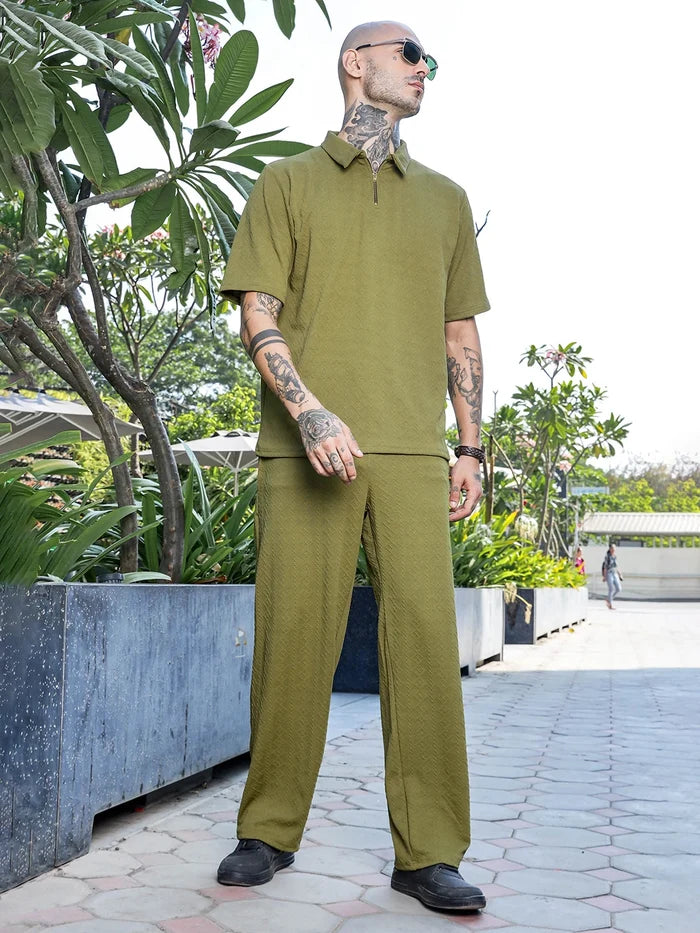 House Of Koala Olive Super Soft Textured Extra Baggy Korean Pant