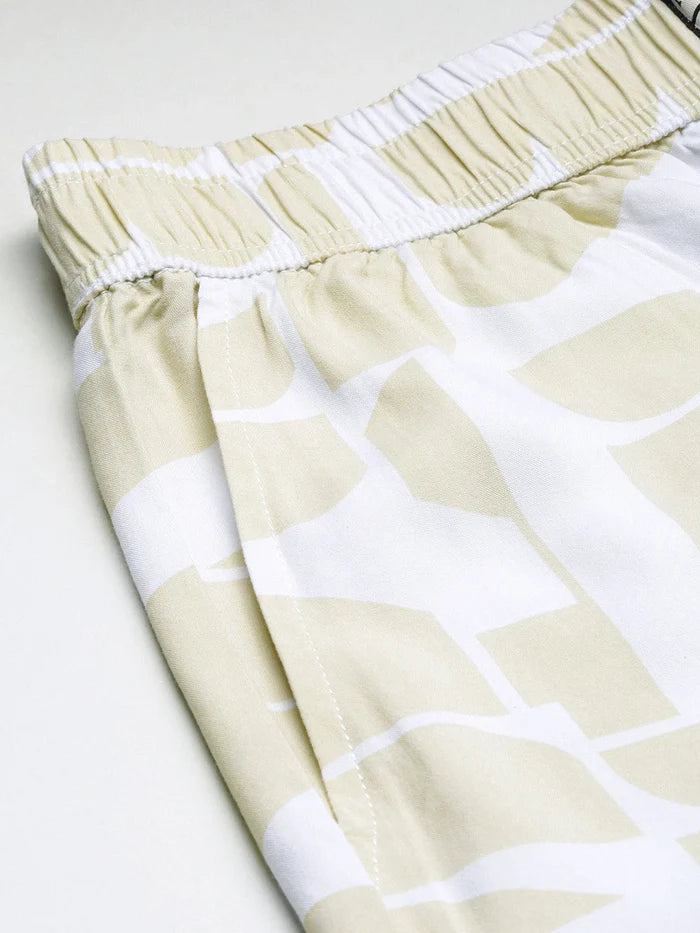 House Of Koala Relaxed Fit Beige Printed All Day Pants