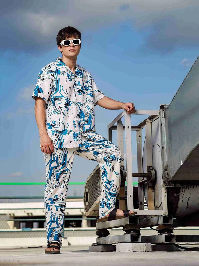 House Of Koala White Abstract Printed Relaxed Fit Printed All Day Pants
