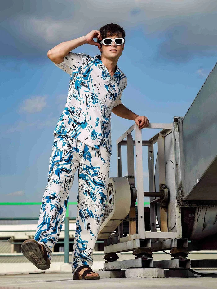 House Of Koala White Abstract Printed Relaxed Fit Printed All Day Pants