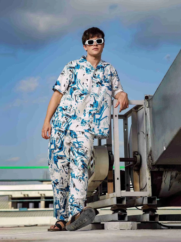 House Of Koala White Abstract Printed Relaxed Fit Printed All Day Pants