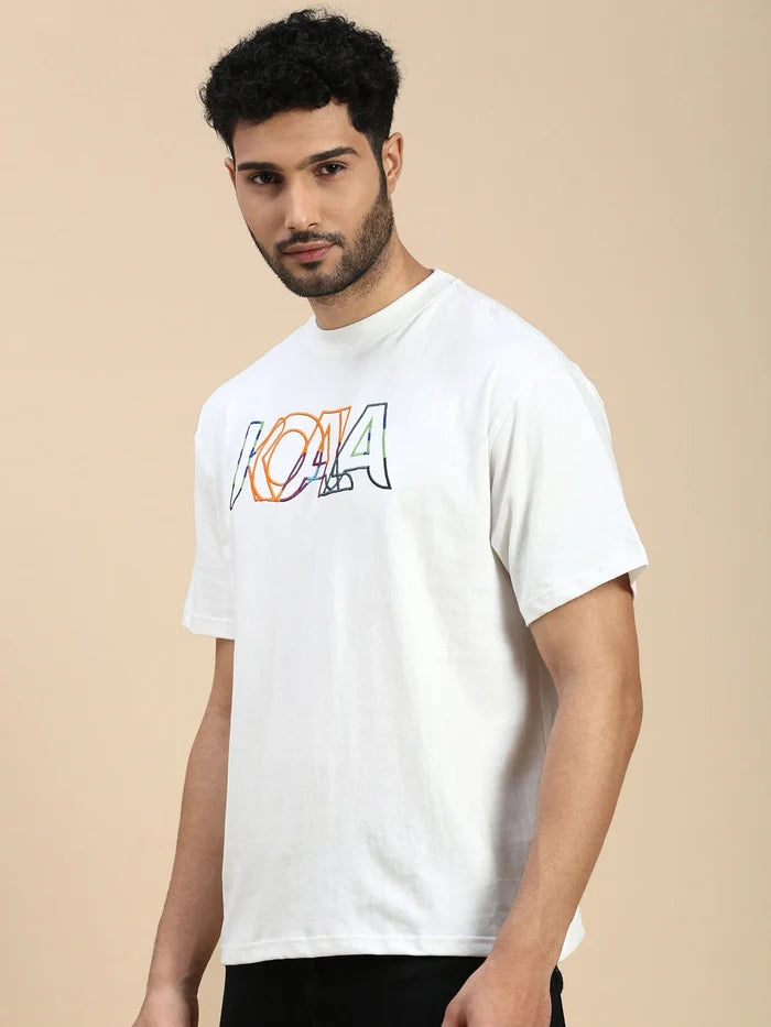 House Of Koala White Embroidered Logo Oversized Fit White T-Shirt