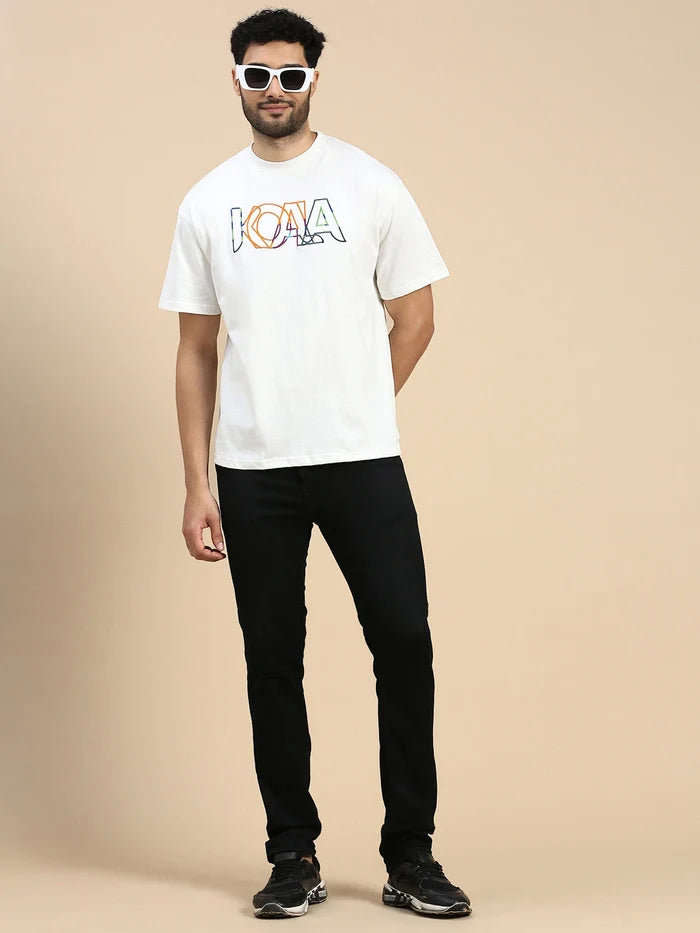 House Of Koala White Embroidered Logo Oversized Fit White T-Shirt