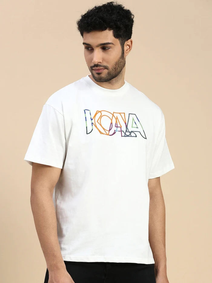 House Of Koala White Embroidered Logo Oversized Fit White T-Shirt