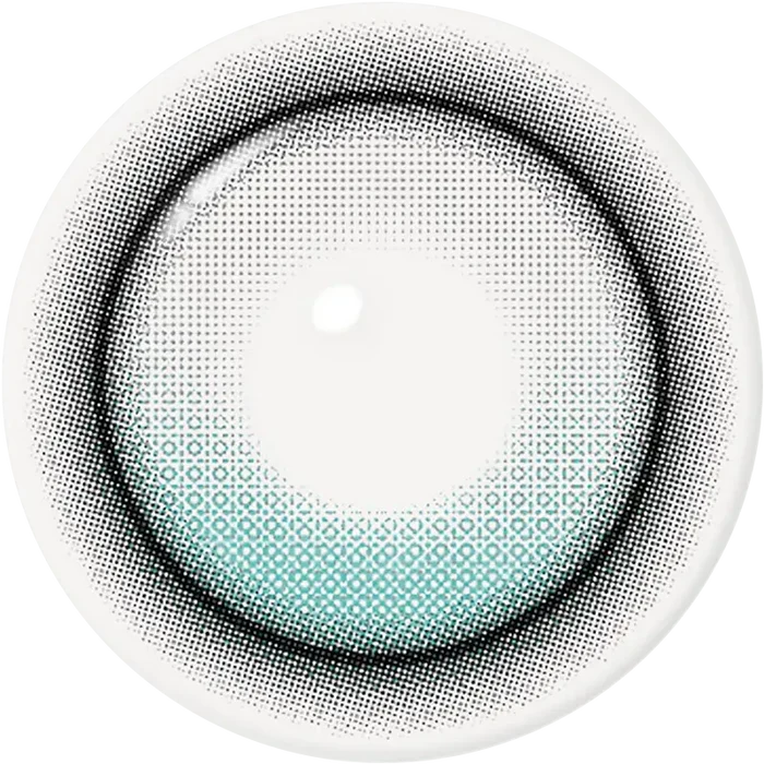 The i-Girl One Pick Balance Forest Tea Blue lens by i-Girl features a unique dotted pattern, light blue tint near the bottom, and dark outer ring—ideal for nailing the Douyin girl look. Displayed on a white background.