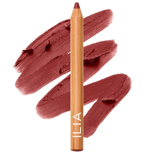 Ilia Lip Sketch hydrating lipstick and lip liner crayon in shade Gala, showcasing smooth, creamy application on natural lips.