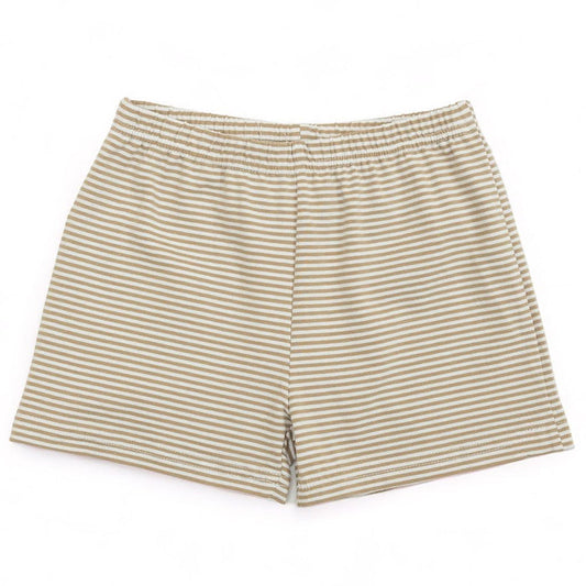 Itsy Bitsy Khaki Stripe Knit Shorts