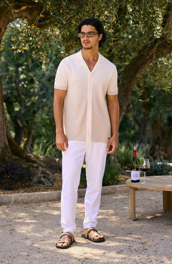 Jacquard Ombre Knit Shirt in Beige