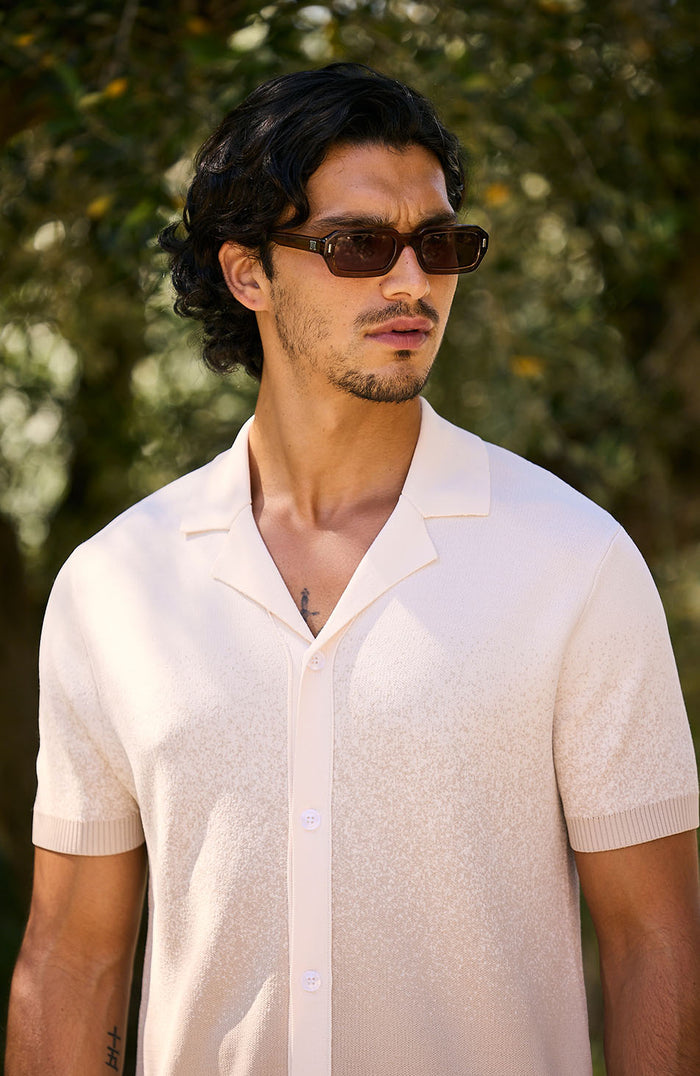 Jacquard Ombre Knit Shirt in Beige