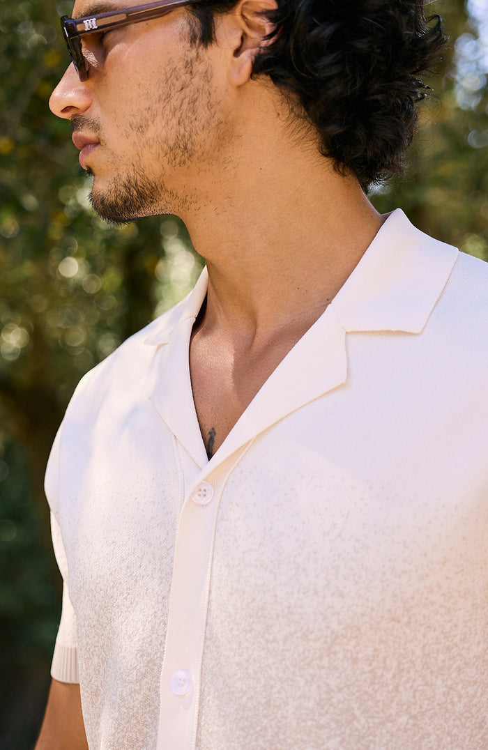 Jacquard Ombre Knit Shirt in Beige