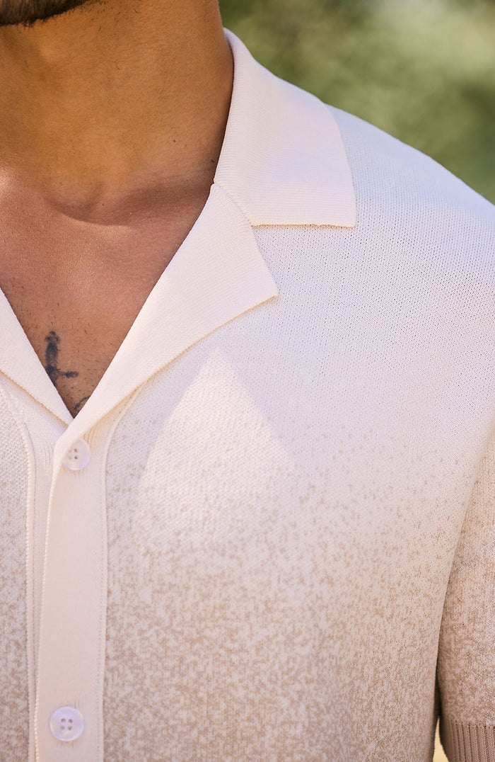 Jacquard Ombre Knit Shirt in Beige