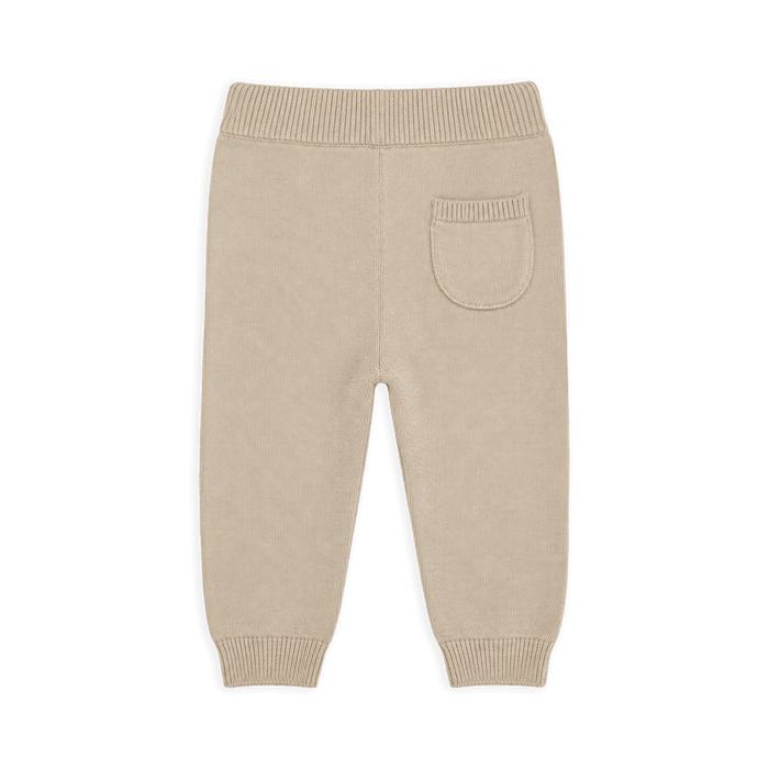 Back of Sweater Knit Baby Pocket Organic Legging Pants, Tan Heather